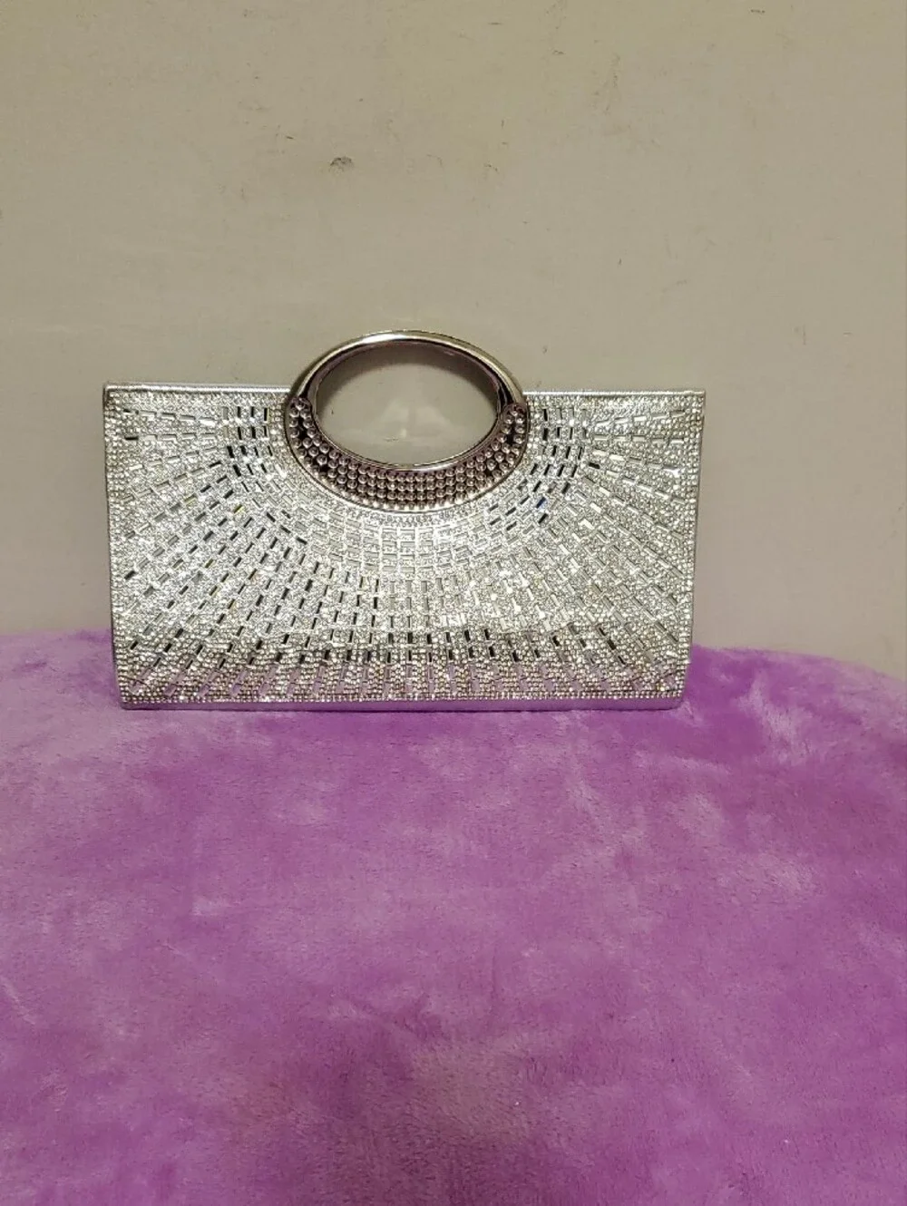 PrettyLittleThing Silver Crystal Embellished Clutch